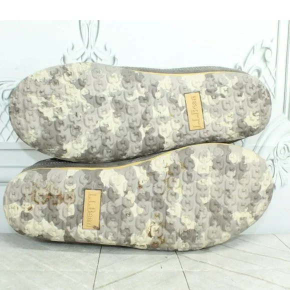 LL Bean Gray Suede Slip on Fleece Lined Nonslip Mountain Slipper Scuff Size 11 M - Picture 8 of 8